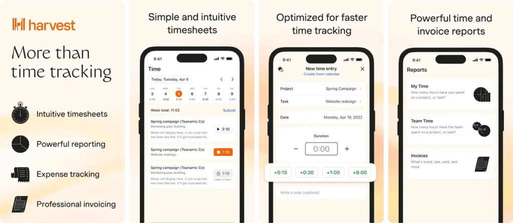 Harvest Track Time and Invoice